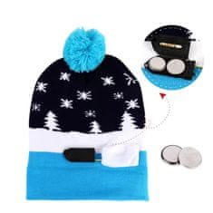 VIVVA® Božićna pletena kapa, LED lampice, svjetleći uzorak snjegovića, topla kapa | XBEANIE, plava