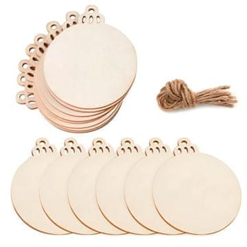 HOME & MARKER® Set 30 drvenih visećih ukrasa za Božić, DIY dekoracija za bor i kreativno ukrašavanje | ORNAMENTIFY