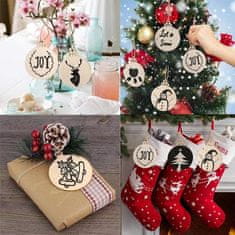 HOME & MARKER® Set 30 drvenih visećih ukrasa za Božić, DIY dekoracija za bor i kreativno ukrašavanje | ORNAMENTIFY
