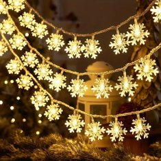 HOME & MARKER® LED snježne pahulje, na traci, 1,8 m, 8 načina osvjetljenja, božićne dekorativne lampice | LEDFLAKES