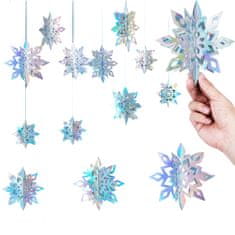 HOME & MARKER® 3D holografske snježne pahulje, set 6 kom, dekorativne božićne, viseće ukrase za zid i strop | HOLOFLAKE