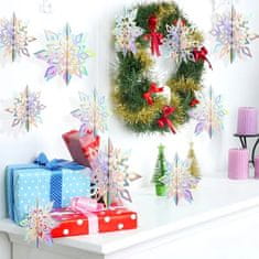 HOME & MARKER® 3D holografske snježne pahulje, set 6 kom, dekorativne božićne, viseće ukrase za zid i strop | HOLOFLAKE