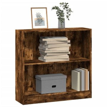 Vidaxl Polica, dimljeni hrast, 80x24x76 cm, materijal na bazi drva