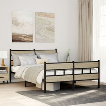 Vidaxl Metalni okvir kreveta, bez madraca, hrast Sonoma, 135x190 cm
