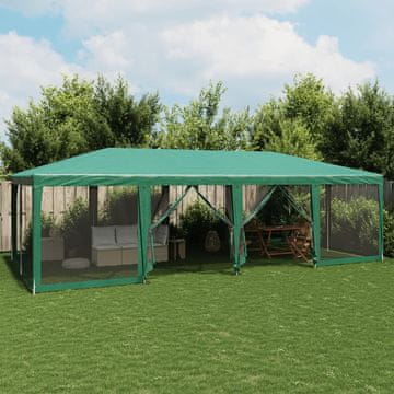 Vidaxl Šator za zabave s 12 mrežastih stijenki zeleni 8x4 m HDPE