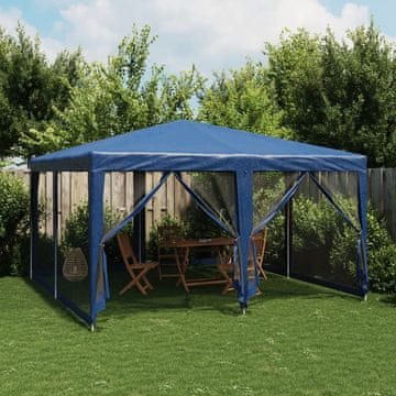 Vidaxl Mrežasti šator za zabave s 8 stijenki plavi 4x4 m HDPE