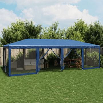 Vidaxl Šator za zabave s 12 mrežastih stijenki plavi 8x4 m HDPE