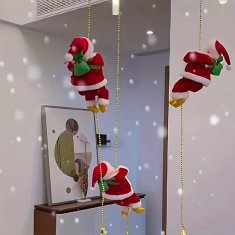HOME & MARKER® Penjući Djed Božićnjak, na užetu, s glazbom, LED svjetlom, interaktivna božićna dekoracija | SANTACLIMB