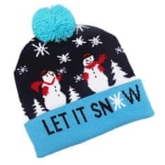 VIVVA® Božićna pletena kapa, LED lampice, svjetleći uzorak snjegovića, topla kapa | XBEANIE, plava