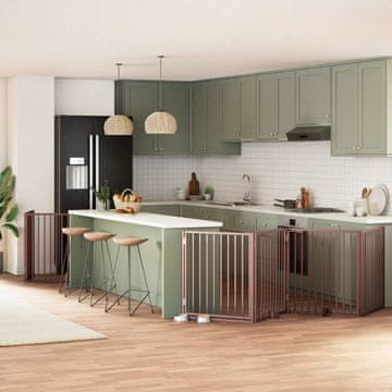 Vidaxl Sklopiva vrata za pse s vratima 12 panela smeđa 960 cm