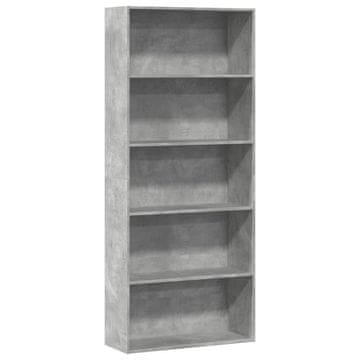 Vidaxl Biblioteka betonsko-siva 80x30x189 cm