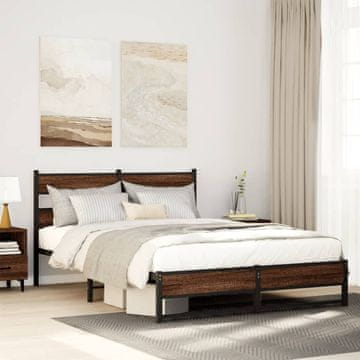 Vidaxl Metalni okvir za krevet Smeđi hrast Smeđi hrast 160x200 cm