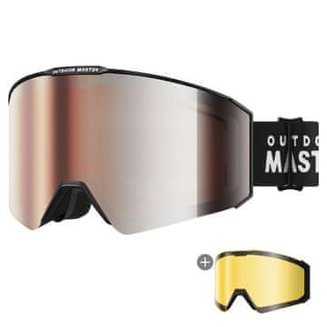 Outdoor master Skijaške naočale Falcon Cylindrical ZEISS VLT 12,9% + dodatna žuta leća VLT 91%, crni okvir – narančasta leća