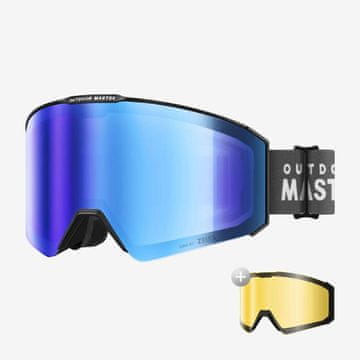 Outdoor master Skijaške naočale Falcon Cylindrical ZEISS VLT 27% + dodatna žuta leća VLT 91%, crni okvir – plava leća