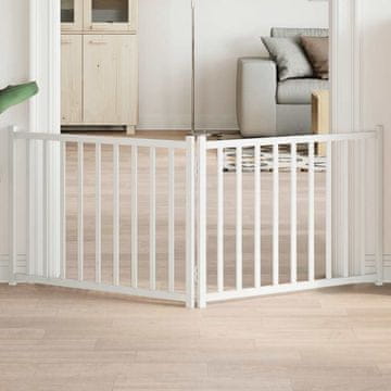 Vidaxl Sklopiva vrata za pse 2 panela bijela 160 cm drvena