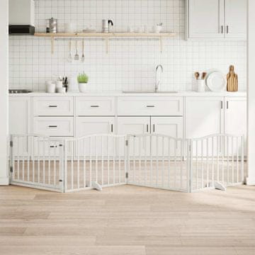 Vidaxl Sklopiva vrata za pse s vratima 4 panela bijela 320 cm