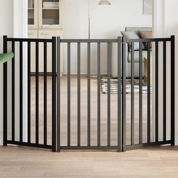 Vidaxl Sklopiva vrata za pse 3 panela crna 150 cm drvena