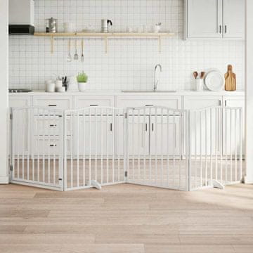 Vidaxl Sklopiva vrata za pse s vratima 4 panela bijela 320 cm