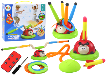 slomart LEAN TOYS Bubamara 3u1: Sportska igračka s užetom za preskakanje, bacanje u metu i izbacivačem