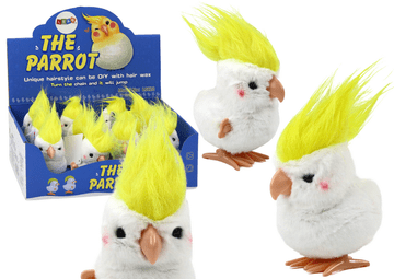 slomart LEAN TOYS Plišana papiga na navijanje, bijela