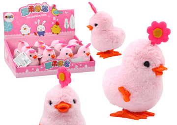 slomart LEAN TOYS Skačuće pile, na navijanje, s cvijetom, ružičasto