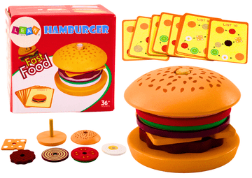slomart Drveni hamburger sa 8 elemenata i 10 kartica s receptima