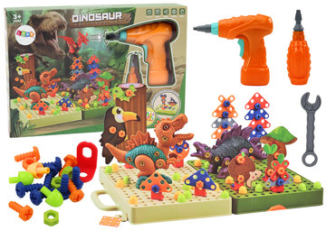 Puzzle LEAN TOYS 3D Konstrukcijski dinosauri s baterijskim odvijačem