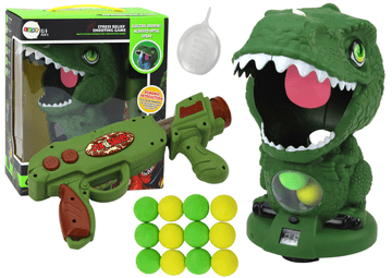 slomart LEAN TOYS Igračka za gađanje dinosaura, zelena s pištoljem na mekane kuglice