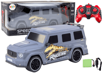 RC automobil na daljinsko upravljanje s dinosaurom u mjerilu 1:10, siva boja