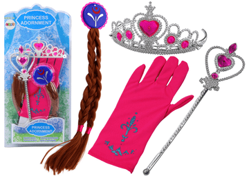 slomart LEAN TOYS Set Princezini Dodaci - Kruna, Čarobni Štapić, Rukavice, Pletenice