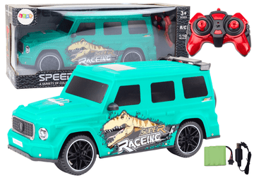 RC automobil na daljinsko upravljanje s dinosaurom u mjerilu 1:10, zelene boje