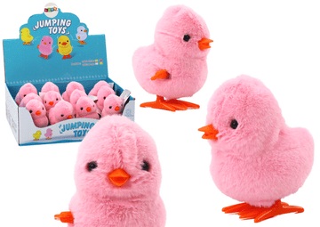 slomart LEAN TOYS Plišani pjetlić na navijanje, roza