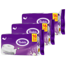 Premium toaletni papir, 3 sloja, boja lavande, 3x16