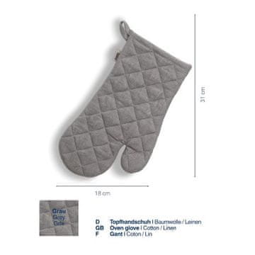 Kela Rukavica za pećnicu KL-12803 oven gloves Puro 55% cotton/45% linen gray 31.0x18.0cm