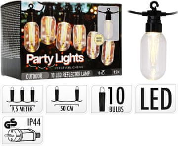 ProGarden LED PARTY lanac lampica, 10 sijalica, 9,5 m