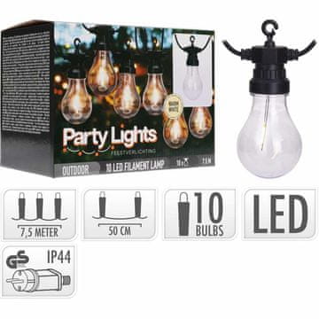ProGarden LED lanac za zabave, 10 lampica, 7,5 m