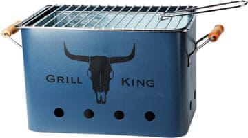 ProGarden GRILL KING prijenosni roštilj na drveni ugljen, 43 x 20 cm, plavi