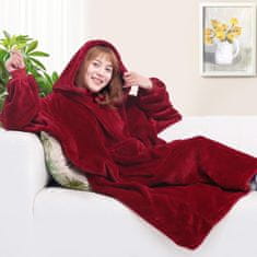VIVVA® Topli pulover i deka s rukavima za djecu i odrasle, oversized | HOODZIE, crvena