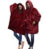 Topli pulover i deka s rukavima za djecu i odrasle, oversized | HOODZIE, crvena