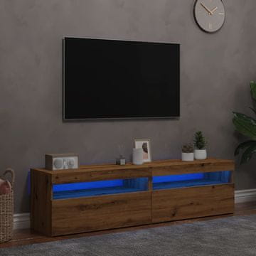 Vidaxl TV ormarići s LED rasvjetom, 2 kom., Artisan hrast, materijal na bazi drva