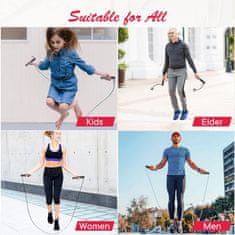 Netscroll Digitalni uže za preskakanje s HD zaslonom, podesiva duljina, uklonjive uteži, mjerenje kalorija i skokova, 2 načina vježbanja, SkippingRope