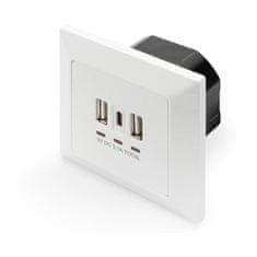 Digitus utičnica 2xUSB A+1xUSB TypeC+3100 mA DA-70618