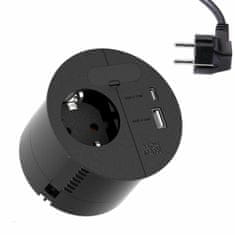 Bachmann utičnica Loop in Charge 220V + USB TypeC/TypeA crna 938.201