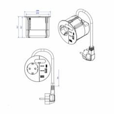 Bachmann utičnica Loop in Charge 220V + USB TypeC/TypeA crna 938.201