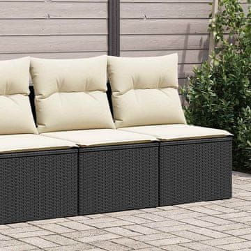 Vidaxl Dvodijelni set sofa s jastucima, crni, poli ratan i akacija