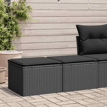 Vidaxl Dvodijelni set sofa s jastucima, crni, poli ratan i akacija