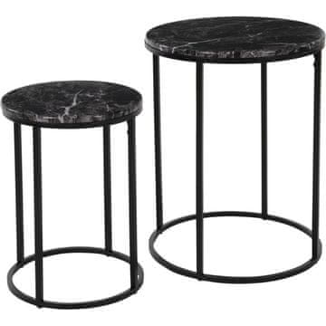 HOMESTYLING Set od 2 okrugla pomoćna stola, crni mramor