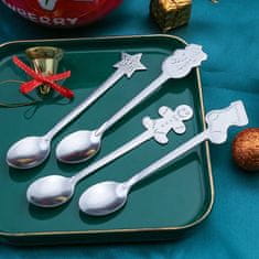 HOME & MARKER® Božićne dekorativne žlice, set 4 kom, žličice za kavu i čaj s prazničnim motivima | XMASSPOON