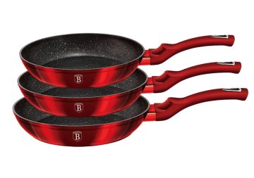 Berlingerhaus Set od 3 tave s mramornim premazom Burgundy Metallic Line