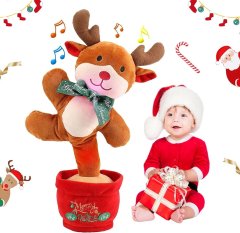 JOJOY® Interaktivna plišana igračka, koja pleše i ponavlja riječi, božićna igračka | DANCETKO Rudolf